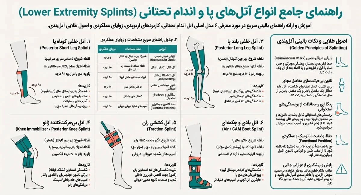 اینفوگرافیک انواع آتل پا - بهزیست طب